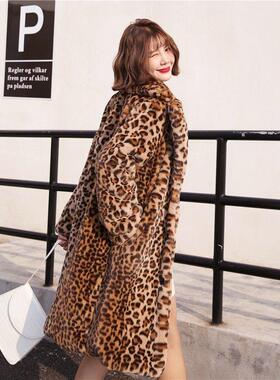 women wool coat fluffy leopard coat lapel fashion casual