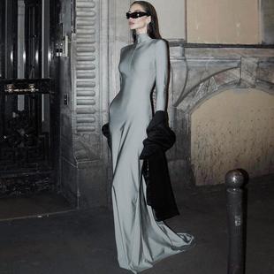 mermaid dress long handmade fishtail turtleneck latex fit