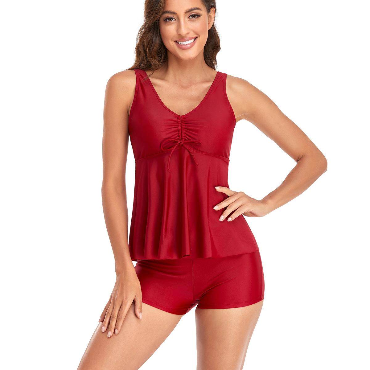 Tankini two-piece skirt boxer swimsuit for women