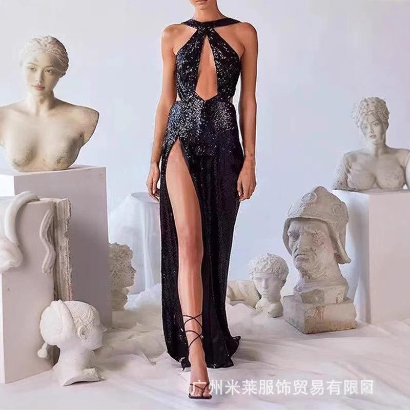 dress neck halter womens dress evening temperament