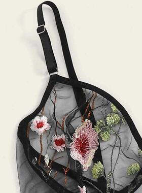 bra embroidered women young bagged gathered feminine sexy