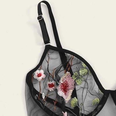 bra embroidered women young bagged gathered feminine sexy