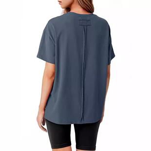 personality short sleeved color split loose solid round