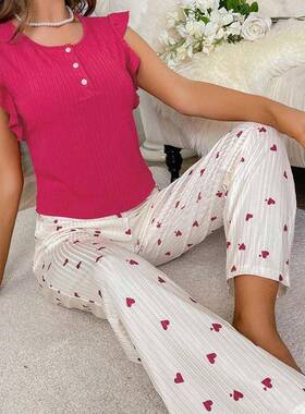 pajamas pants sets home sleepwear pijama winter woman piece