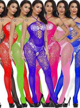 Womens Jacquard Sexy One-Piece Net Suspender Bodystocking