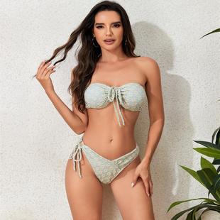 Fashion Knitted Sexy Flower Fabric Bikini Swimwear