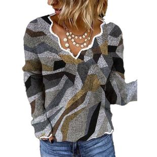 color loose matching round neck pullover sweater fashion
