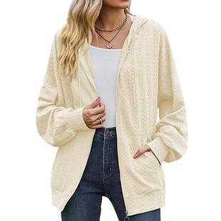 long neck zipper loose color jacket solid women