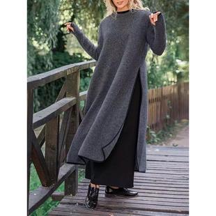 neck sexy slim winter loose dress elastic bodycon women