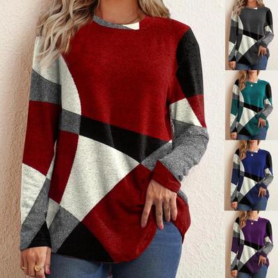 Bottom shirt long geometric loose color tops cashmere