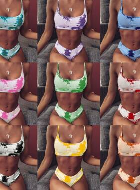 two-piece swimsuit buttonhole bikini sexy Womens adjustable