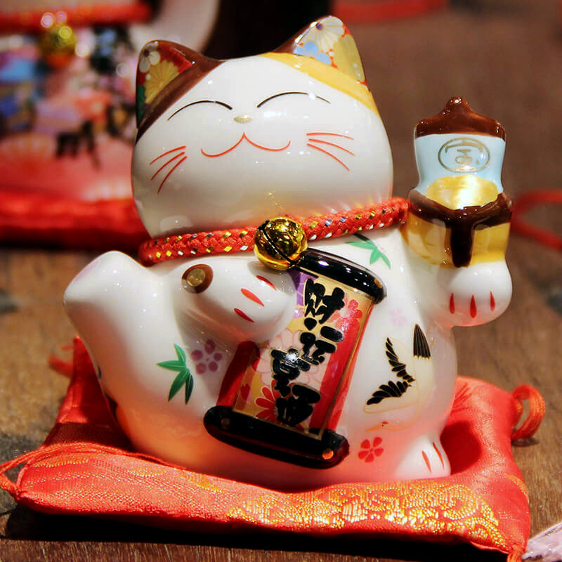 3寸迷你桌面小摆件办公室家居客厅装饰品陶瓷招财猫家用存钱罐