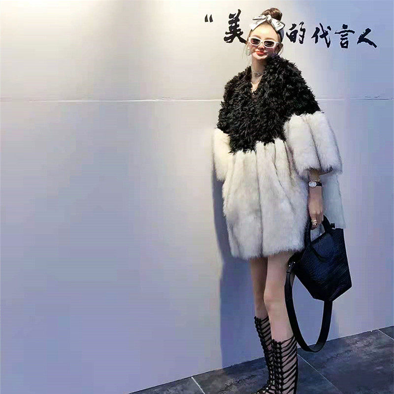 宽松中长款真羊羔毛皮草外套