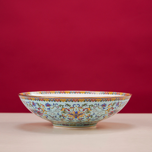 景德镇陶瓷餐具描金珐琅彩斗笠盘深汤盘子盘子菜盘碟子家用水果盘