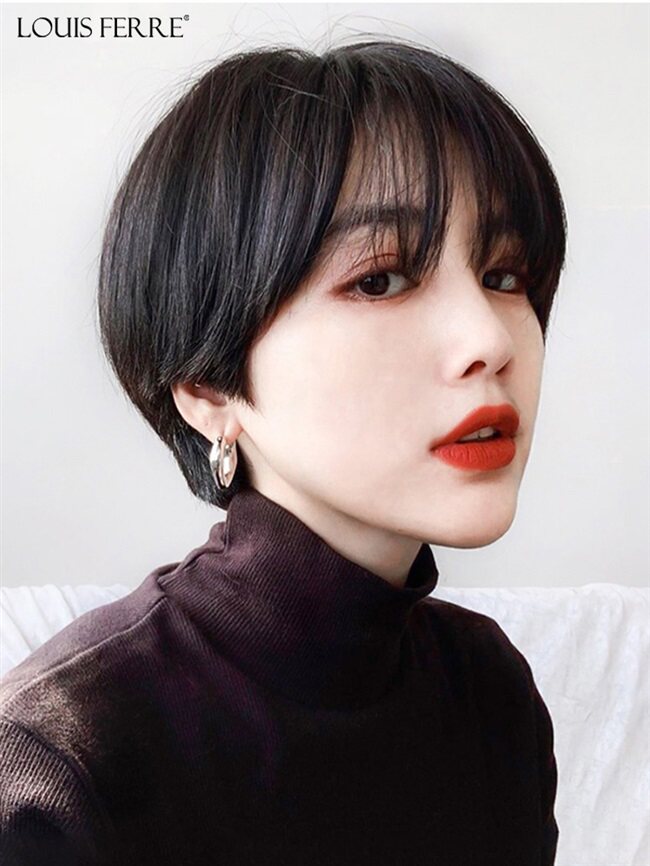 假发女短发蓬松bobo头韩式发型女真发圆脸全头套真人发丝假发套