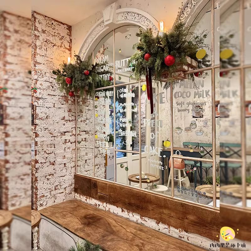 圣诞节咖啡店布置装饰墙贴