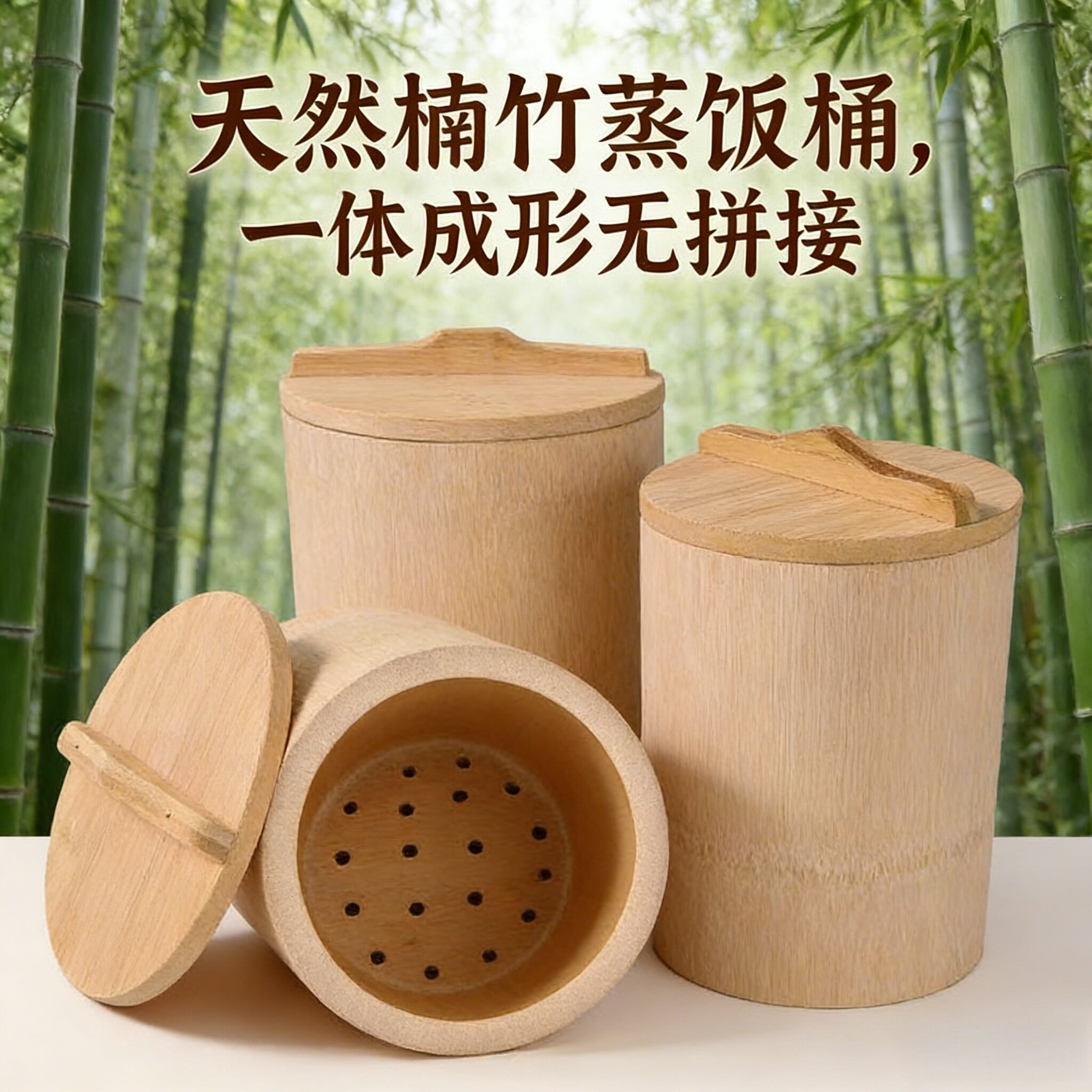 匠心手作纯天然楠竹蒸饭桶竹桶蒸饭蒸饭架竹甑子木桶饭蒸笼厨具