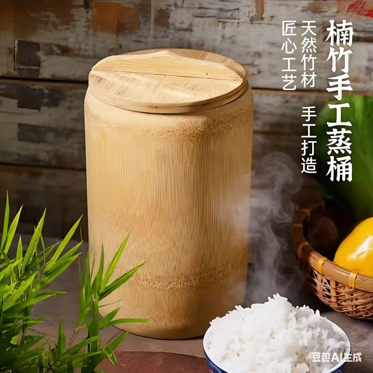 高山老楠竹制品竹甑子手工竹蒸桶纯天然木桶饭蒸笼蒸饭蒸架厨具图片