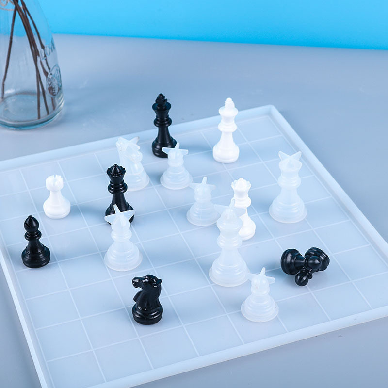diy滴胶模具立体国际象棋硅胶模具镜面树脂