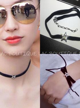 choker水钻五角星绒布颈链丝绒项圈CD字母项链网红同款气质高级感