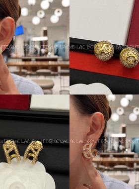 欧美重工微镶锆石V字母耳钉耳环满钻镀金高级感个性小众ins女包邮