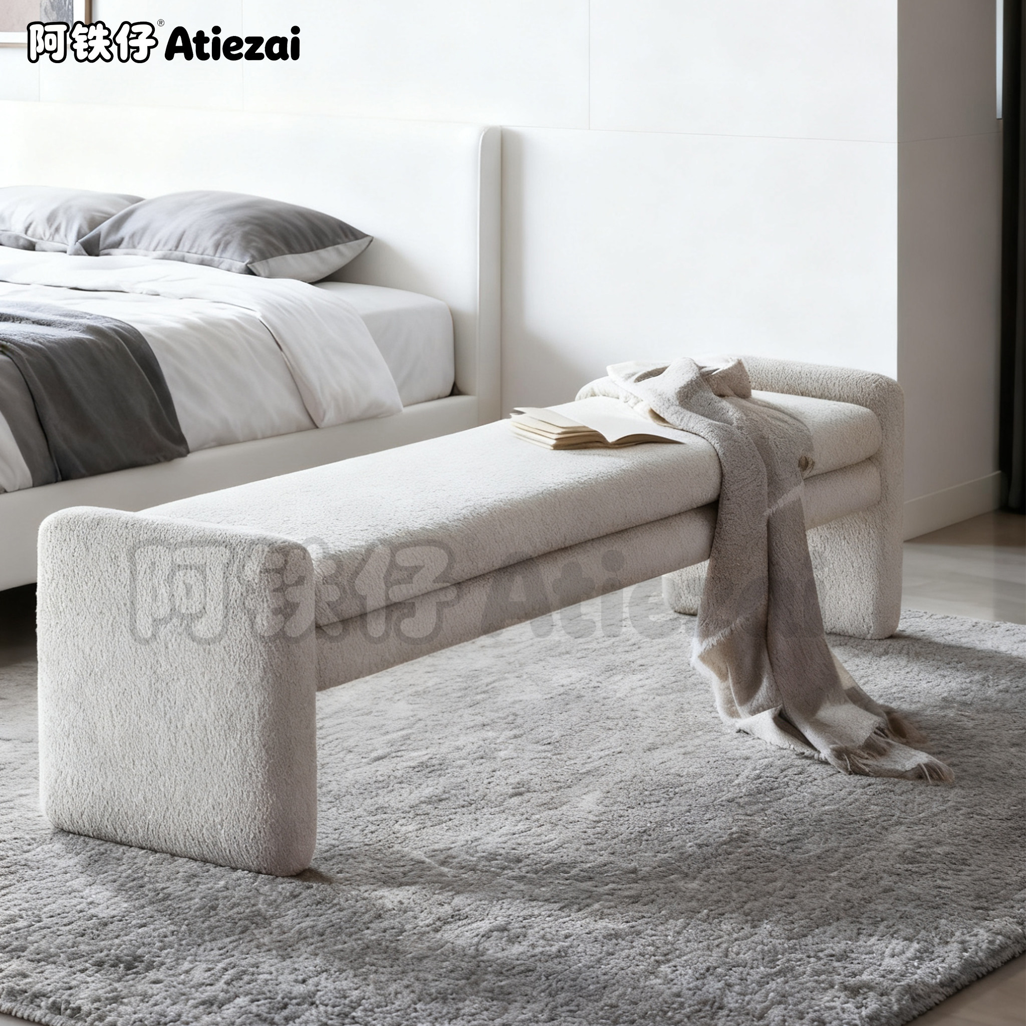 北欧简约布艺客厅沙发凳现代奶油风衣帽间长条凳入户玄关换鞋脚凳,住宅家具,床尾凳/长凳,淘宝优惠券,粉丝福利购,淘宝优惠卷