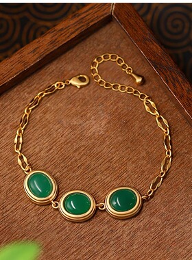 新中式古法镀金仿和田玉手链