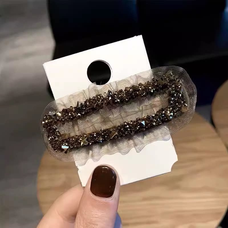 合金发饰水晶水钻发夹女式蕾丝少女bb夹顶夹刘海夹子头饰女碎精致