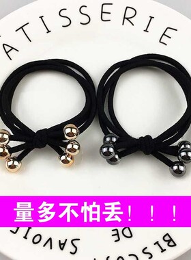 高弹力简约头绳橡皮筋发圈女扎头发黑色皮筋儿童扎头发绳耐用头饰