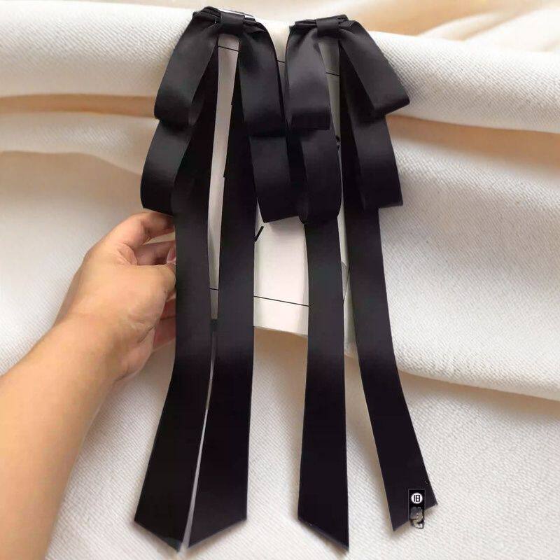 日系洛丽塔垂耳兔蝴蝶结长飘带发夹又马发饰古风汉服配饰侧夹