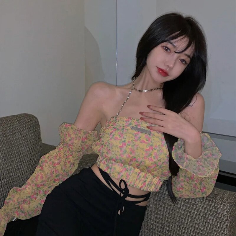 碎花衬衫女装设计感小众性感长袖