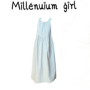 连衣裙2023夏女新款 无袖 温柔风小个子气质小众设计感收腰显瘦长裙