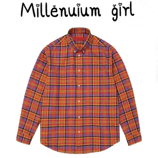 田曦薇同款 新款 格纹翻领长袖 25秋季 设计感百搭休闲上衣 衬衫