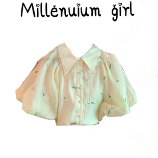 法式雪纺衬衫女夏季高级感短袖t恤2026新款小衫温柔系泡泡袖上衣