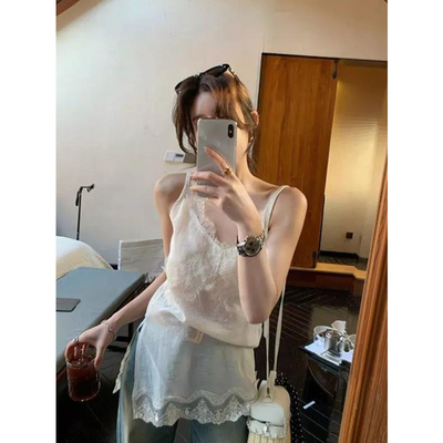 层次感神作设计蕾丝拼接吊带背心
