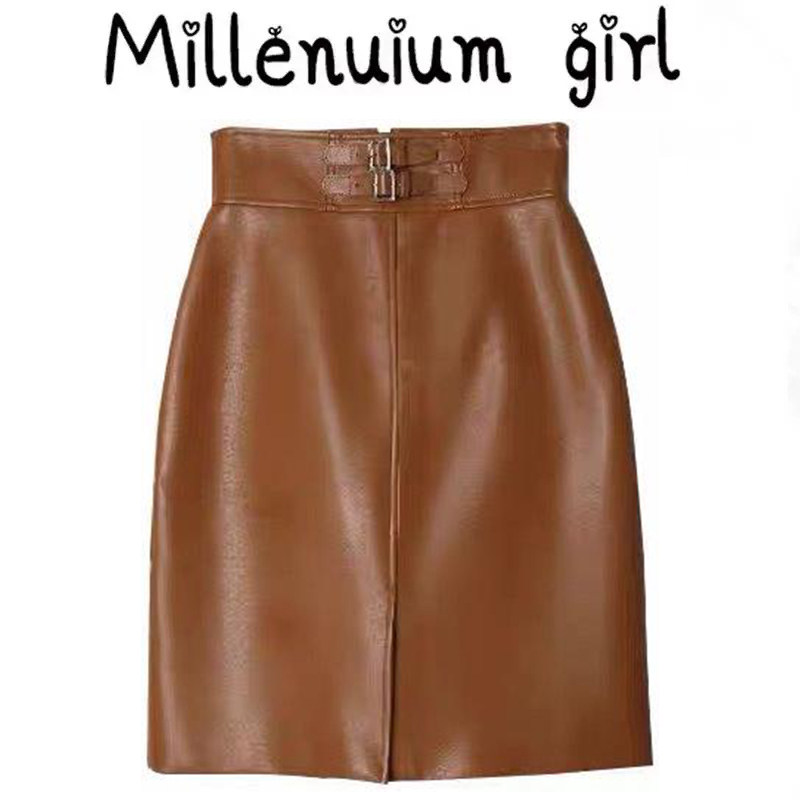 【窈窕皮裙】休闲时尚小蛮腰开衩哑光皮半身裙女冬季新款气质中裙,女装/女士精品,半身裙,淘宝优惠券,粉丝福利购,淘宝优惠卷