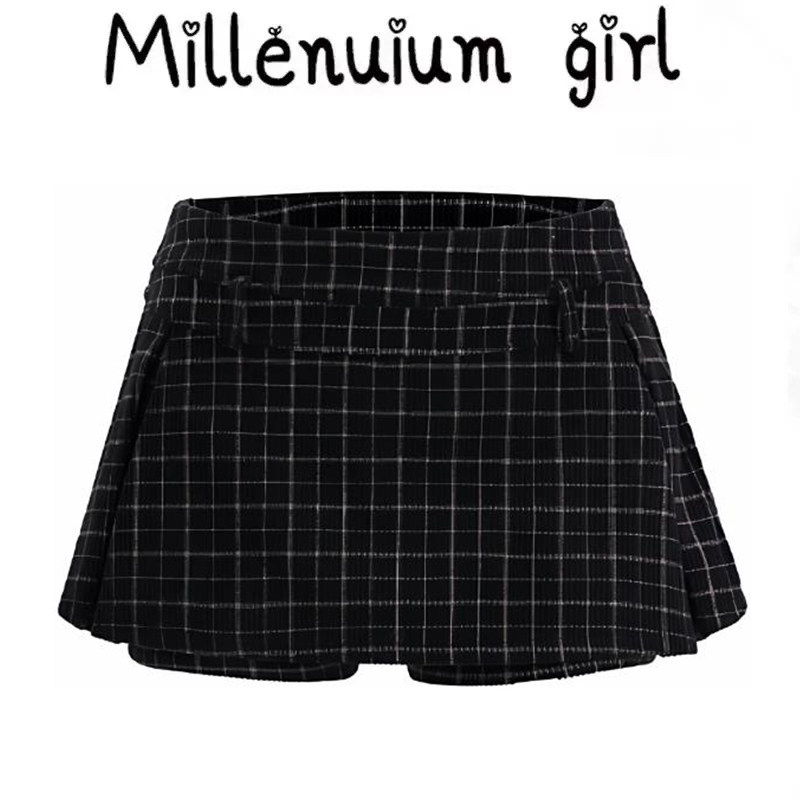 早秋高腰显瘦百搭格子裤裙小个子a字短裙又a又飒2025韩版半身裙女