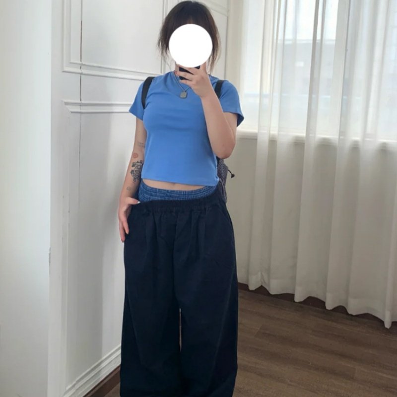 纯色宽松阔腿工装裤女2026春装新款直筒休闲裤百搭拖地裤子