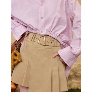 2025简约早秋【秋的底色】柔雾质感 复古减龄压褶A字短裙