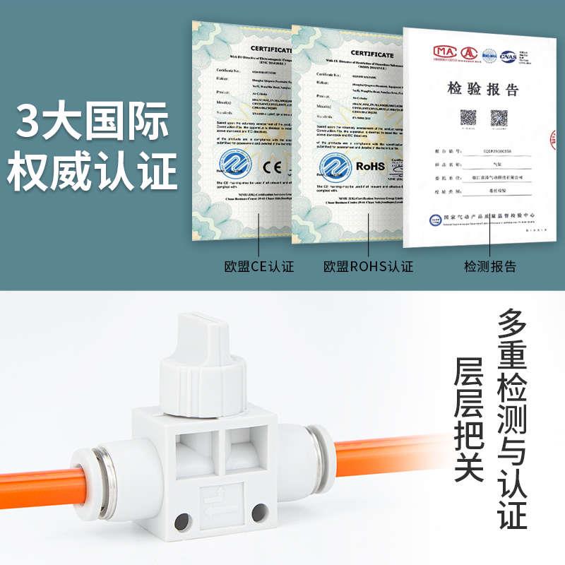 气动气管手阀开关HVFF管道阀手动阀门手转阀6 8 10 12mm快插接头