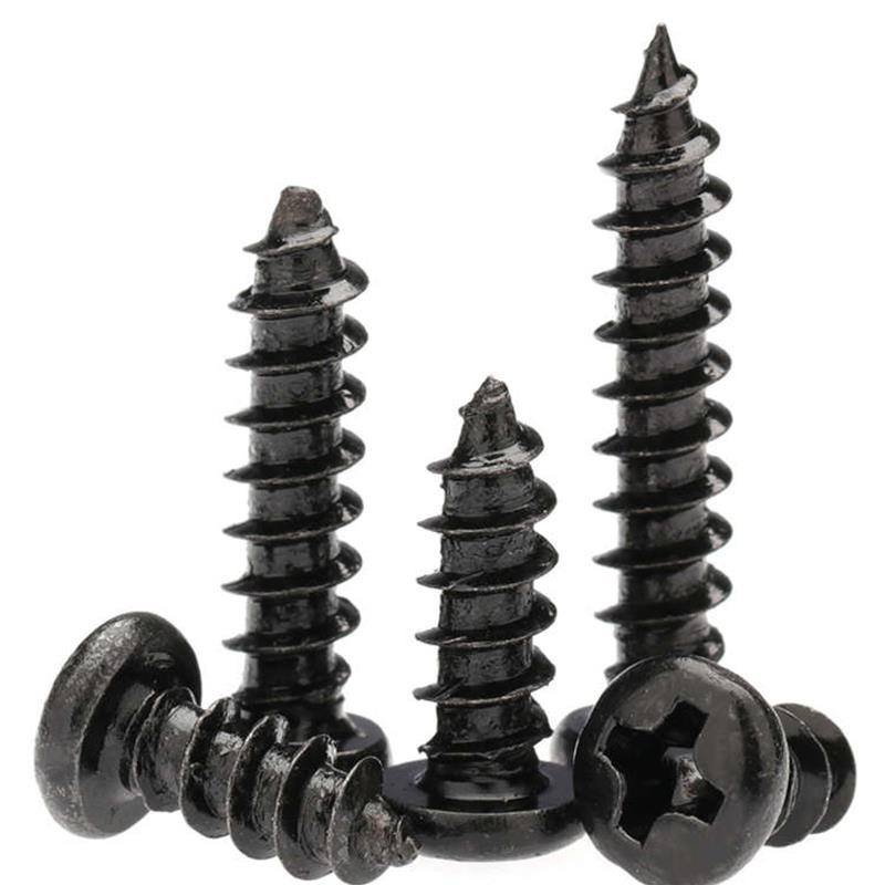 黑色PA盘头/圆头十字M3自攻螺丝钉M3.5M4*4x5x7x8x10x12x14x16x18