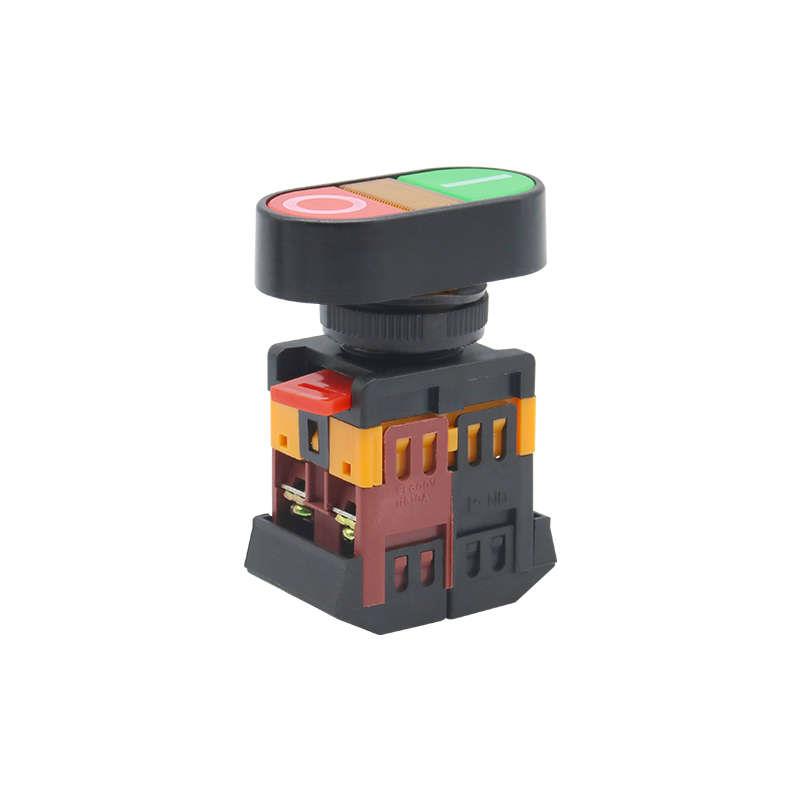 按钮开关APBB AS-22/25/30粗椭圆带灯双头按钮 220v/380v面板安装