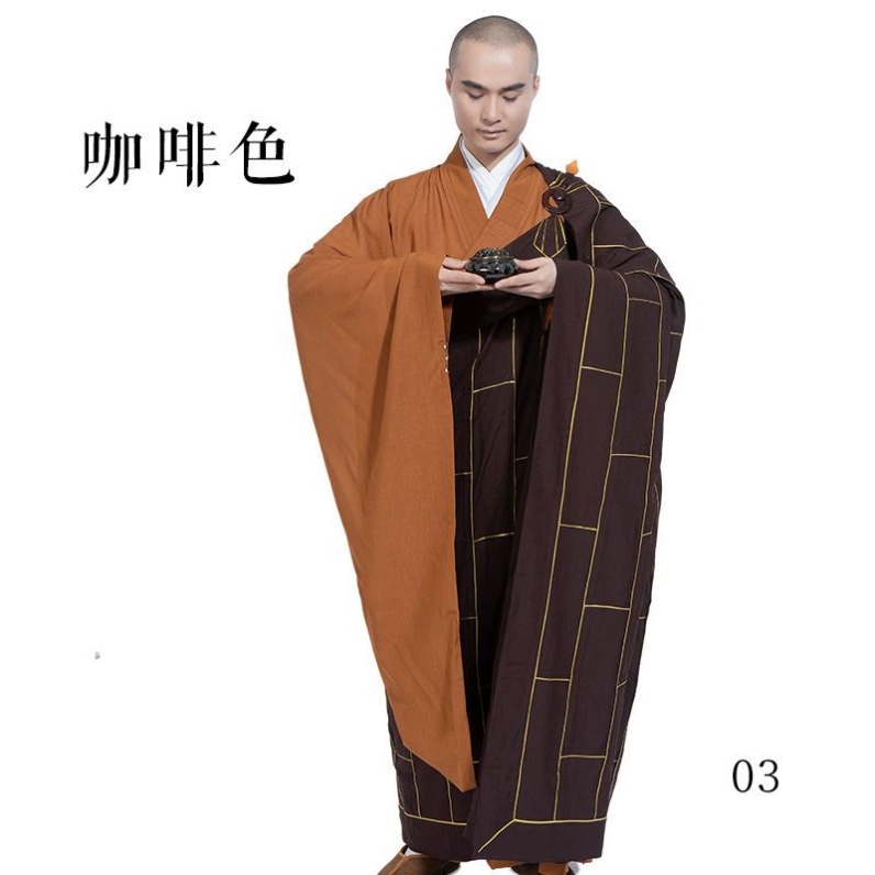 新款缎梵袈裟金边祖衣海青和尚衣红色僧衣服七衣缦衣佛衣戒衣搭衣