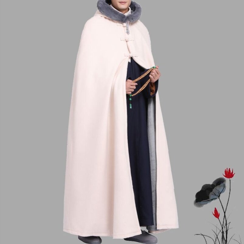 新款打坐披风僧服禅修冬季斗篷加厚毛绒加绒披肩出家僧人居士服男