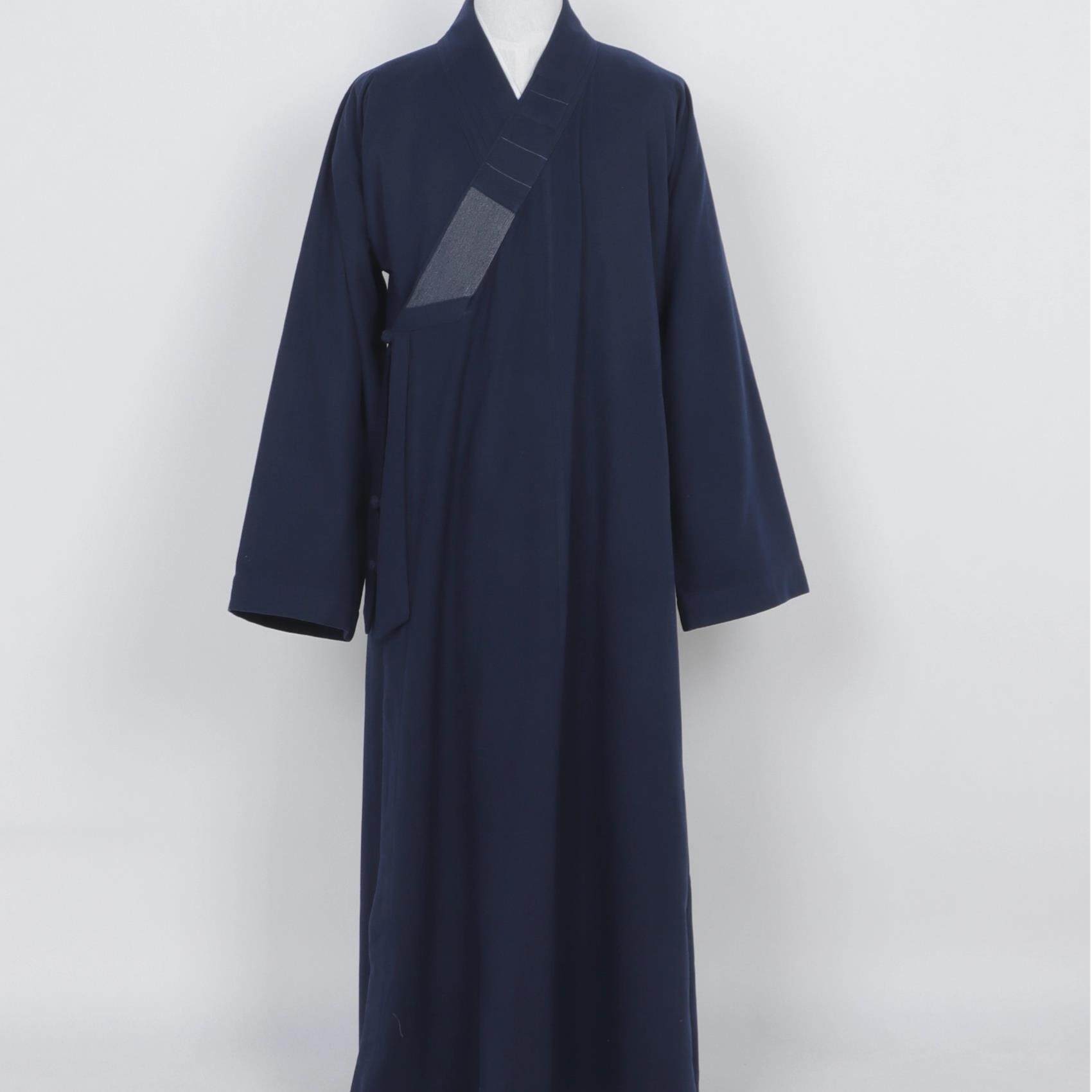 新款秋冬季僧服毛呢单层厚款斜襟长褂出家师父和尚大褂