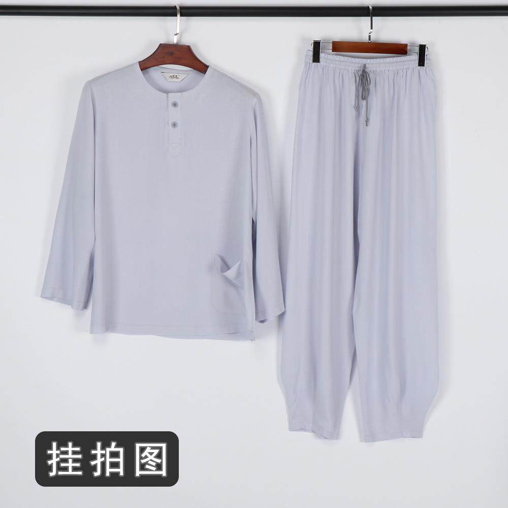 新款远尘僧服夏季短袖套装薄款睡衣天然棉僧人睡衣男女短褂长袖四