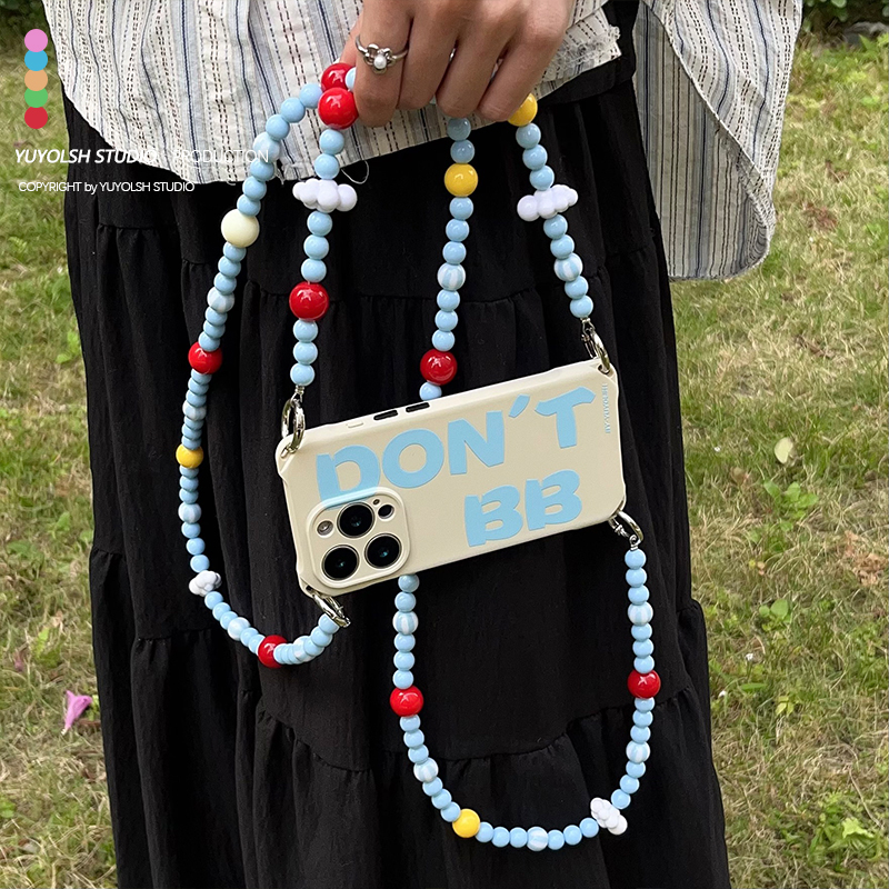 别BB高颜值英文手机壳斜挎背链条