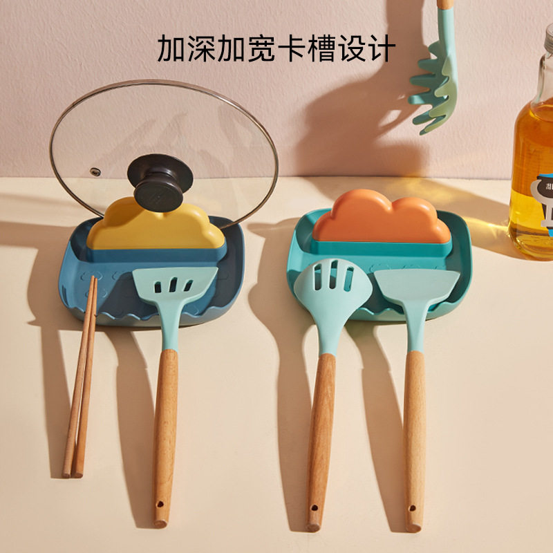 厨房台面防油盘放锅盖砧板收纳架锅铲汤勺置物架灶台接水锅盖架