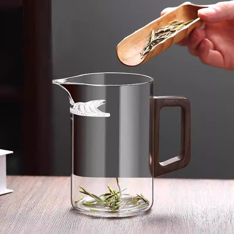 高硼硅玻璃绿茶泡茶器月牙公道杯