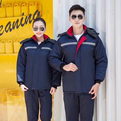 冬季工作服棉衣男加厚防寒服中长带帽棉服冷库棉袄棉W裤定制劳保